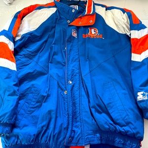 Starter Pro Line Full Zip Puffer Jacket Denver Broncos Size XL Vintage NFL